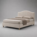 Polsterbett Doppelbett mit geschwungenem Kopfteil, Polyester in Leinenoptik, Beige/Naturfarben, Liegefläche 160 x 200 cm, Gesamtmaß 218 x 178 x 120 cm