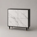 Sideboard mit 4 Türen aus Spanplatte und MDF in Marmoroptik, Schwarz/Weiß/Grau/Goldfarben, 100 × 35 × 100 cm