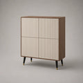 Highboard aus MDF und Spanplatte mit 4 Türen, Walnussbraun und Beige, 80 × 40 × 100 cm