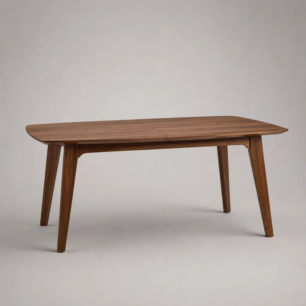Ausziehbarer rechteckiger Esstisch aus Massivholz, Walnussbraun, 160–200 × 90 × 75 cm