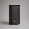 Highboard aus MDF und Spanplatte mit 2 Türen und 1 Schublade, Schwarz/Messingfarben, 70 × 40 × 150 cm