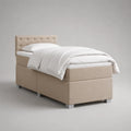 Boxspringbett mit Matratze, Topper und Polyesterbezug, Beige, 90 × 200 cm