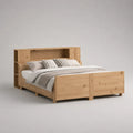 Doppelbett aus Massivholz mit Regal-Kopfteil, Liegefläche 180 × 200 cm, Naturholzbraun