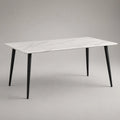 Rechteckiger Esstisch mit MDF-Platte in Marmoroptik und Stahlbeinen, Weiß/Grau/Schwarz, 140 × 80 × 75 cm
