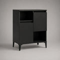 Sideboard mit 2 Türen und 2 offenen Fächern aus melaminbeschichteter Spanplatte und Stahl, Schwarz, 80 × 40 × 100 cm